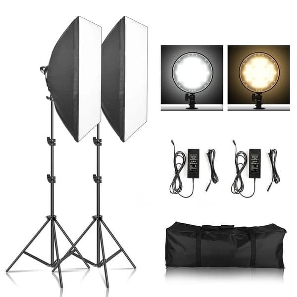 Valokuvausstudio Softbox -sarja, 45W kaksiväriset LED-valot, säädettävä korkeus,2 Väriä, 2 väriä