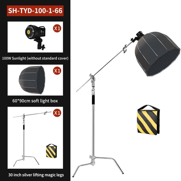 Fotografibelysningskit, dubbel färgtemperatur 1000-9000K, hög CRI RA95,260 C-stand 90cm A