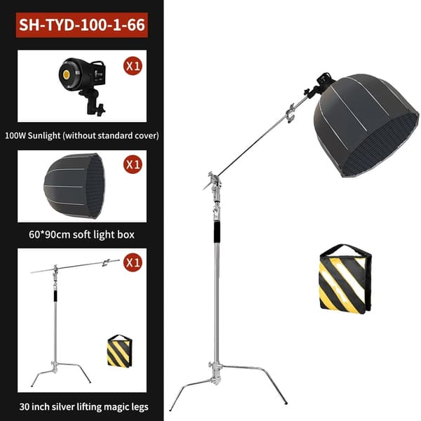 Fotografibelysningskit, dubbel färgtemperatur 1000-9000K, hög CRI RA95,260 C-stand 90cm A