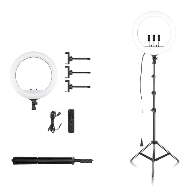 18 tum Ring Light, Justerbar ljusstyrka, 2500k-8500k Färgtemperatur,18E 200cm Stativ
