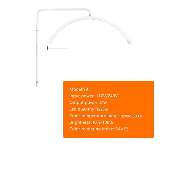 FOSOTO Fotografi LED Halvmåne Lampa, 45W Effekt, 3200-5600K Justerbar Färgtemperatur,vit FT-Y9II