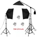 Miniatyrbild 2 av 2: Fotografi Softbox Belysningskit, 3 Softboxar, Justerbara Stativ,3st 70W UFO