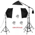 Miniatyrbild 2 av 2: Fotografi Softbox Belysningskit, 3 Softboxar, Justerbara Stativ,3st 45W UFO