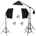 Miniatyrbild 1 av 2: Fotografi Softbox Belysningskit, 3 Softboxar, Justerbara Stativ,3st 45W UFO