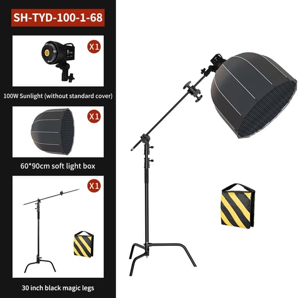Fotografibelysningskit, dubbel färgtemperatur 1000-9000K, hög CRI RA95,260 C-stand 90cm B