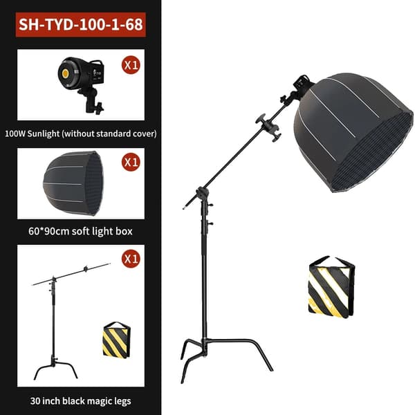 Fotografibelysningskit, dubbel färgtemperatur 1000-9000K, hög CRI RA95,260 C-stand 90cm B
