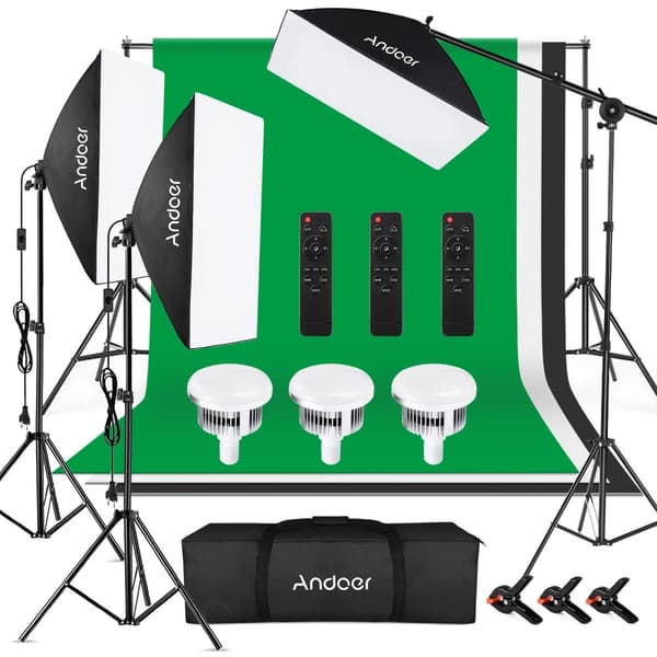 Professionelt Softbox Belysningssæt, Justerbar Lysstyrke, Bi-Farvet Temperatur,Blandede farver