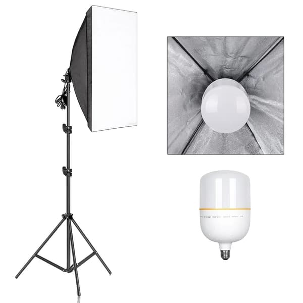 Fotografi Softbox Belysningskit, 135W Lampa, 50x70CM Storlek,Tre färgers glödlampa