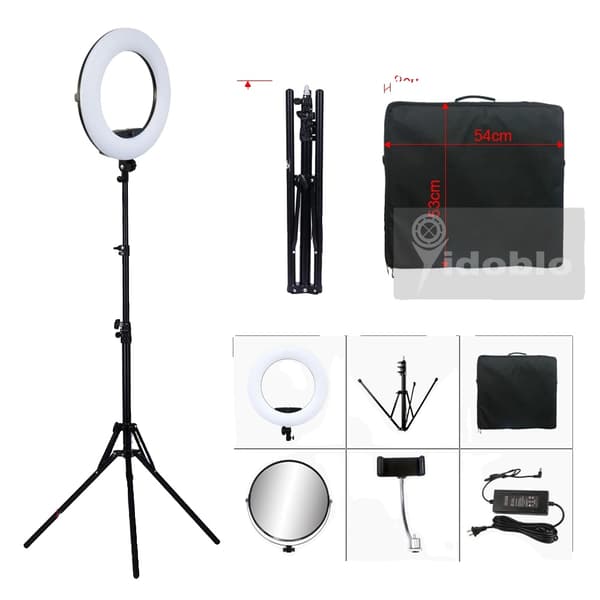 LED Ring Light Kit, Bi-Färg 3200K-5500K, 96W Effekt,Svart kit