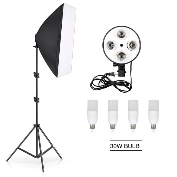 Softbox-belysningskit, justerbart ljusstativ, flera glödlampalternativ,30W glödlampa