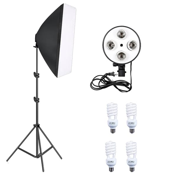 Softbox-belysningskit, justerbart ljusstativ, flera glödlampalternativ,45W glödlampa