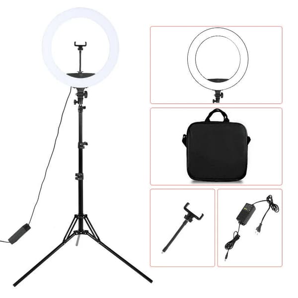 LED Ring Light, Bi-Färg 3200K-5600K, Dimmbar Ljusstyrka,5600 K