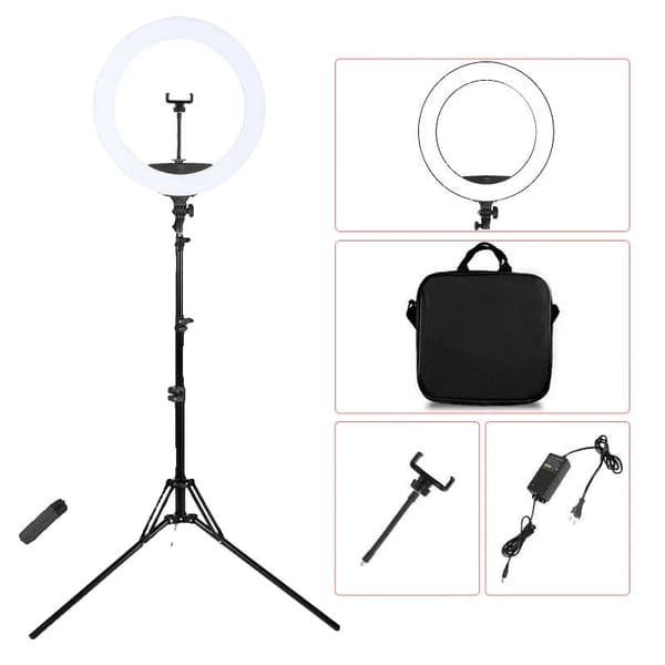 LED Ring Light, Bi-Färg 3200K-5600K, Dimmbar Ljusstyrka,5600 K