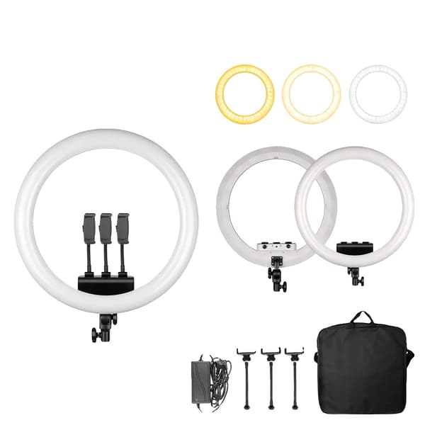 18-tums LED-ringljus, justerbar höjd 65-200 cm, dimbar ljusstyrka,18D Ingen stativ