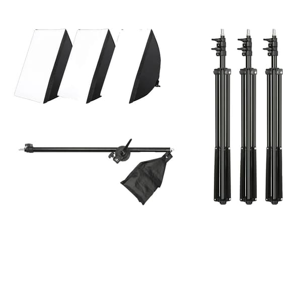 Professionelt Fotostudio Softbox Belysningskit, Justerbare Stativer, Holdbar Boom Arm,SH-RGX-02-11