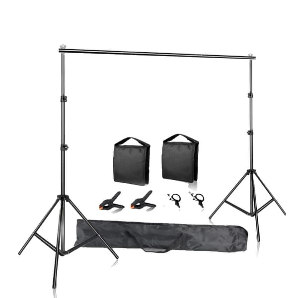 Backdrop Ställ Foto Bakgrundsstöd, Justerbar Teleskopisk Design, Stabil Aluminiumlegering,2,6X3M, Lägg till 2 st sandsäckar