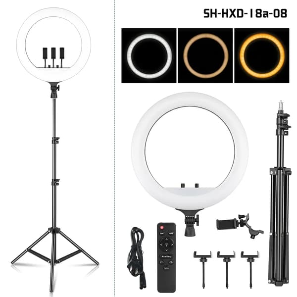 18-tums LED-ringljus, 55W effekt, 4000 lumen ljusstyrka,150cm stativ Ljus