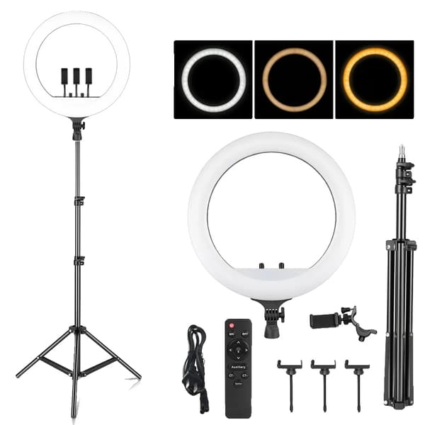 18-tums LED-ringljus, 55W effekt, 4000 lumen ljusstyrka,150cm stativ Ljus