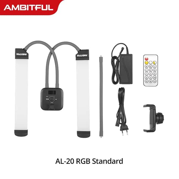 AMBITFUL AL-20 RGB LED-lampa, Justerbar färgtemperatur 3000K-6000K, Kontinuerlig utgångsbelysning,AL-20 RGB