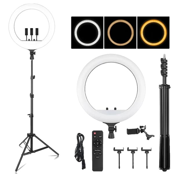 18-tums LED-ringljus, 55W effekt, 4000 lumen ljusstyrka,200cm stativ Ljus