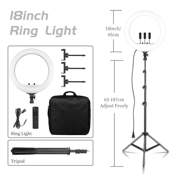 Stort Selfie Ring Light, Justerbar Ljusstyrka, Mångsidig Färgtemperatur,E 200 cm Stativ