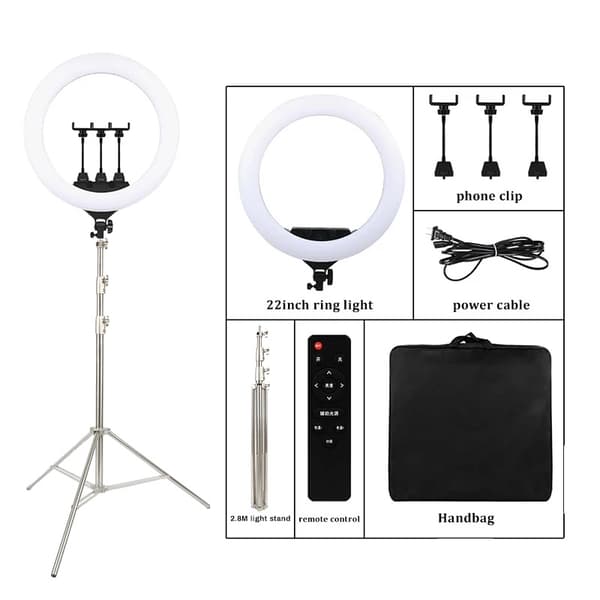 Professionell Ringlampa, Dubbel Färg 3200K-5600K, Justerbar Ljusstyrka 1-100,2.8M Ställ