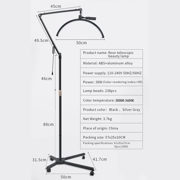 LED Videolampa, Justerbart Höjdstativ, Dimbart,EU, HD-M50X
