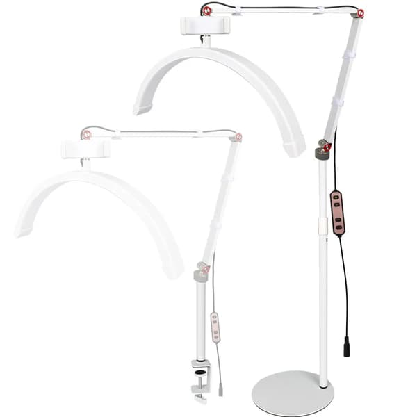 Gulv Telescopisk Skønhedslampe, 20W Effekt, Justerbar Lysstyrke,EU, 2 i 1 Hvid