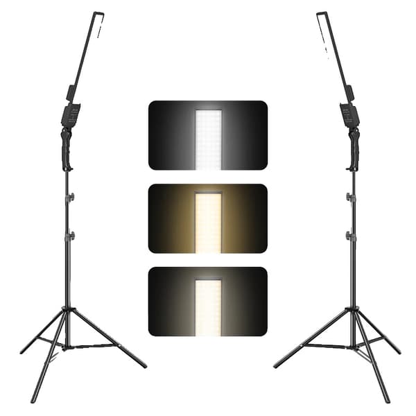 Fotografi Video Ljus, Bi-Färg Justerbar, 6600mAh Batteri,2-Pack 24W Lampa