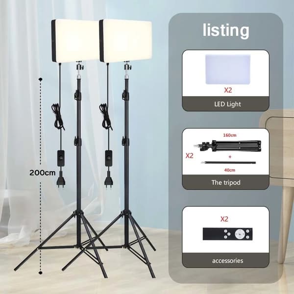 LED Täyttölamppu, Kaksivärinen Valaistus, USB-lataus,2 SET 200CM jalustat