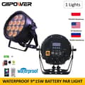 Miniatyrbillede 2 af 2: Vandtæt LED Par Lys, 9x15W RGBWA + UV, IP66 Beskyttelse,1 Lys
