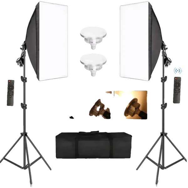 Fotografibelysningskit, 50x70CM Softbox, Justerbar ljusstyrka,70W A