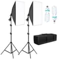 Miniatyrbild 1 av 2: Softbox-belysningskit, 135W effekt, 2M justerbart stativ,135W Vit färg