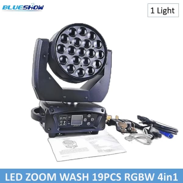 Højtydende RGBW LED Moving Head Lys, 19x15W, 8-60° Zoom Beam,1 Lys