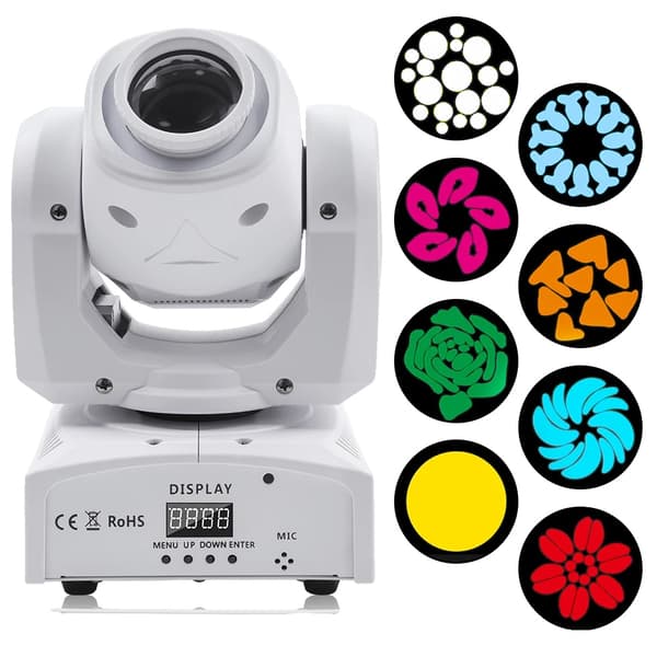 LED Moving Head Belysning, 50W Effekt, 8 Färgmönster