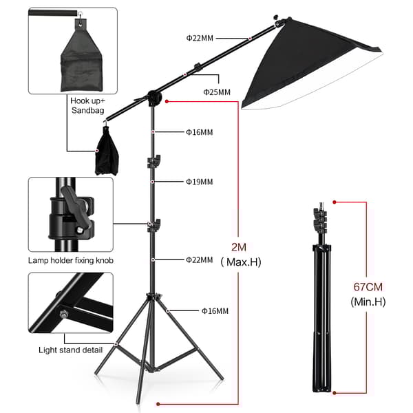 Fotobelysningssats, Fotobakgrund Muslin Bakgrunder, Softbox Ljusstativ, Foto Studio Kit