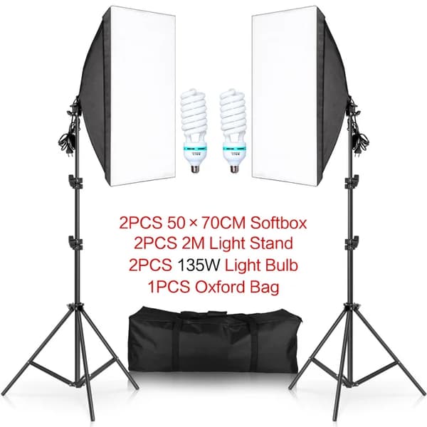 Fotobelysningssatser, Softbox-design, Professionella E27-fotolampor, 135W-lampor