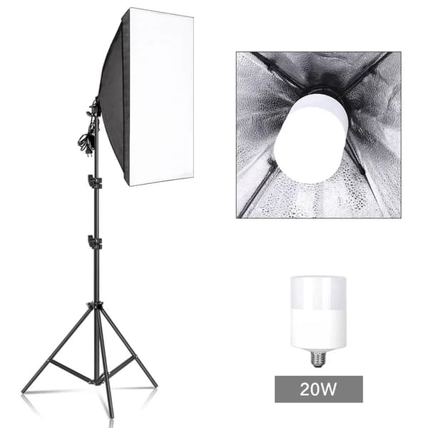 Fotograferings Softbox Belysningsset, Professionellt Kontinuerligt Ljussystem, 50x70cm, 20W-lampa