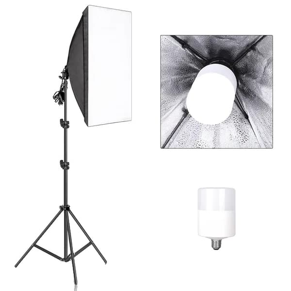 Fotografering Softbox Belysningskits, Professionelt Kontinuerligt Lys System, 50x70CM Soft Box, 20W pære