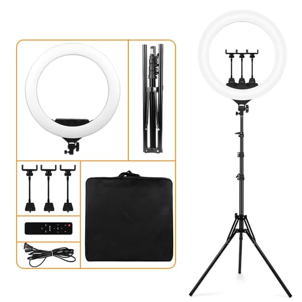 Foto Ringe Lys, Justerbar Farvetemperatur, Studio Skyde Kompatibilitet, 22 tommer lampe