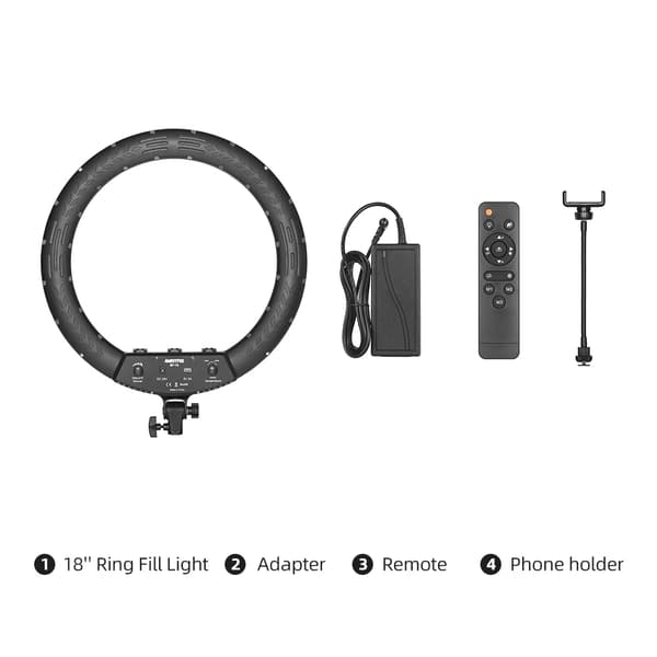 LED Ring Light, Bi-färg 3000K-6000K, Inkluderar fjärrkontroll,Kit 7