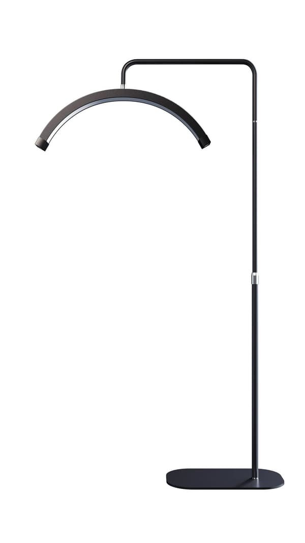 Halvmåne LED-fotolampa, justerbar färgtemperatur 3200K-5600K, 45W effekt,Svart