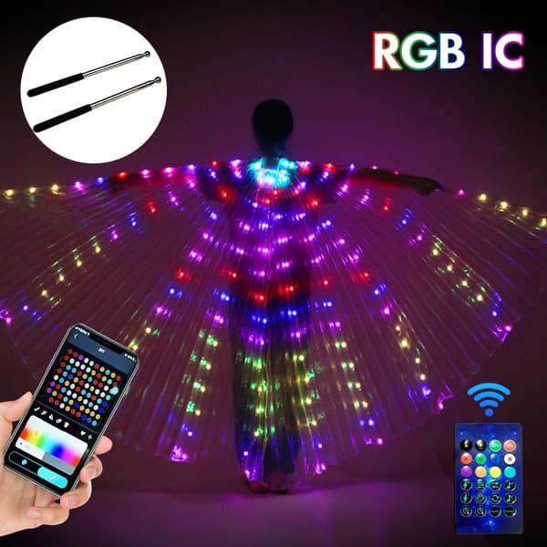 RGB LED Dansvingar, Smart Fjärrkontroll, Fluorescerande Fjärilskostym,Rgbic Fjärrkontroll