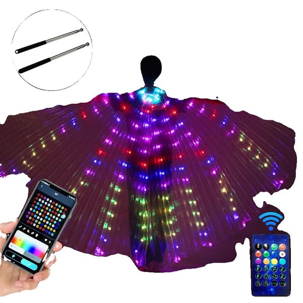 RGB LED Dansvingar, Smart Fjärrkontroll, Fluorescerande Fjärilskostym,Rgbic Fjärrkontroll