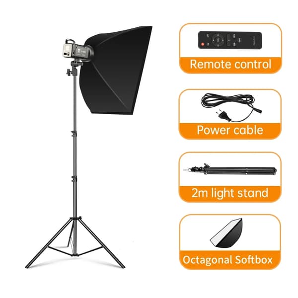 Fotostudio Belysningskit, 100W Dimbar Lampa, Justerbar Stativhöjd,100W kit 2