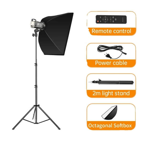 Fotostudio Belysningskit, 100W Dimbar Lampa, Justerbar Stativhöjd,100W kit 2