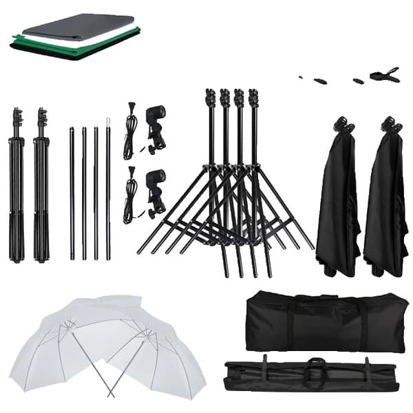 Fotobelysningssats, LED-softboxparaply, 4-färgad bakgrund, Kit 1