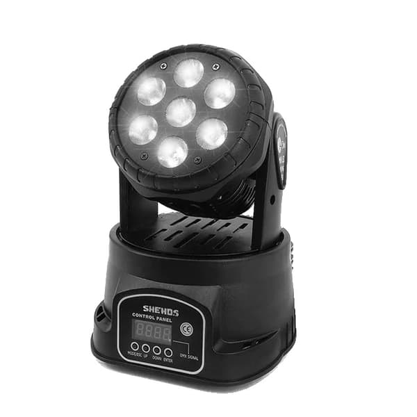 LED-rörligt huvudljus, tvätt-effekt, RGBWA+UV, LED Wash 7X12W 4IN1, EU-kontakt