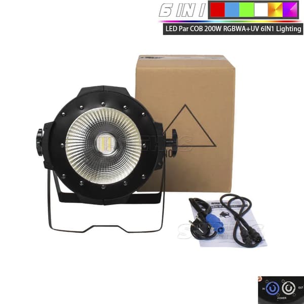 LED Par Lys, 200W Strøm, RGBWA+UV Farveblanding, 6i1, EU-stik