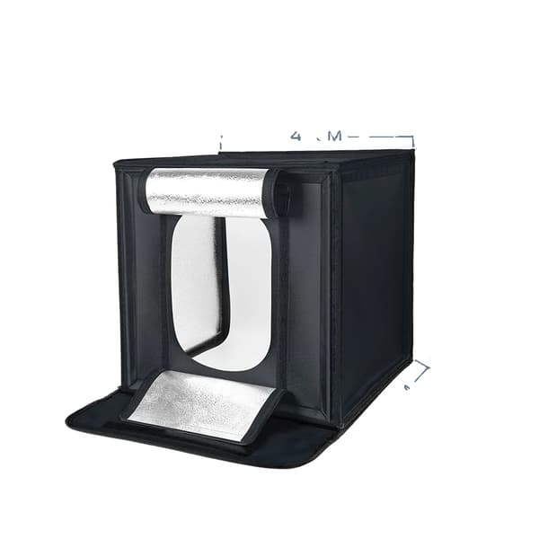 Fotostudio med inbyggd LED-belysning och flerfärgade bakgrunder,45x45cm